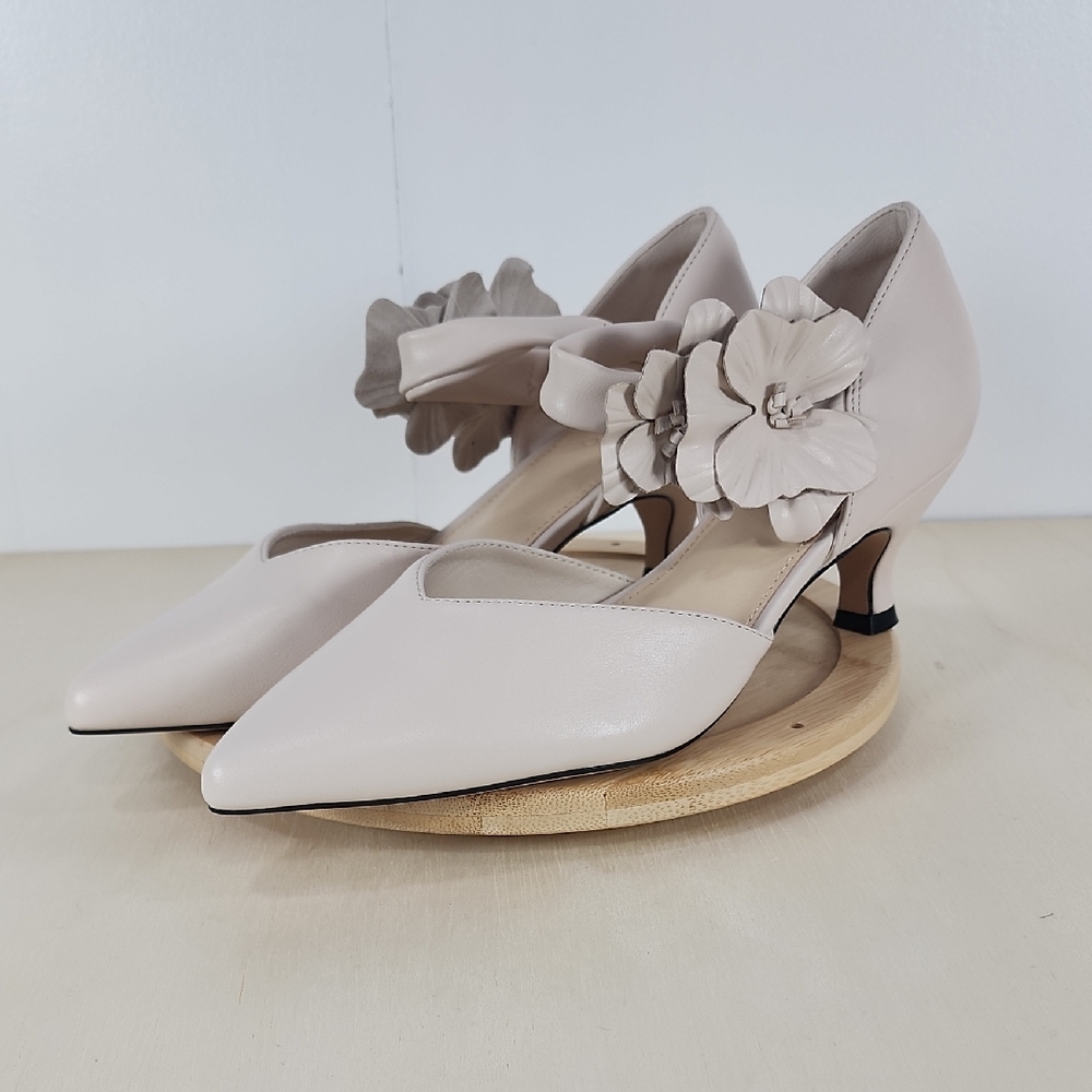 Coutgo Womens Low Kitten Heels Dressy Shoes Size 9½